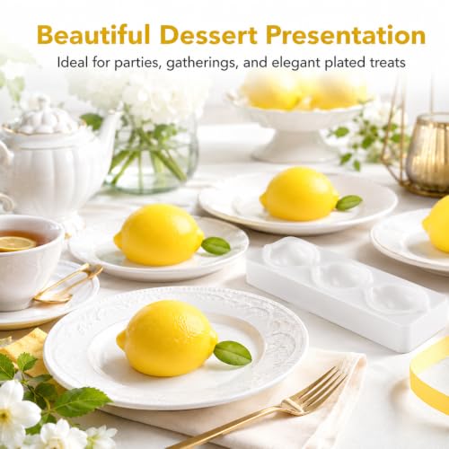 4-Cavity Lemon Silicone Mold, 3D Fruit Mold for Mousse, Chocolate & Cake