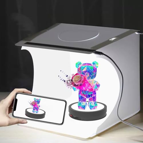 JAYEGT Variety Colors LED Light Base Non-Slip Rotating Display Stand , 66lbs Load, 360 Degree Photography Turntable forProducts Shows, Glass Crystal Artwork, Jewelry，Remote Control (12.6inch / 6Color LED Light /Black / Wired) - color: Black, size: 12.6inc
