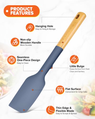 Badiano Silicone Heavy-Duty Spatula, Rubber Scraper for Nonstick Cookwares - color: GLAUCOUS