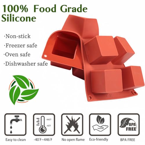 JOERSH Cube Cake Silicone Mold, 2" x 2" x 2", 8-Cavity - color: 1 Pc: 8 Cups, 2x2x2 Inch