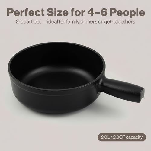 Swissmar Lugano Cast Iron Fondue Pot Replacement, 1.4 Quart, Matte Black - color: Matte Black, size: 1.4 Quarts