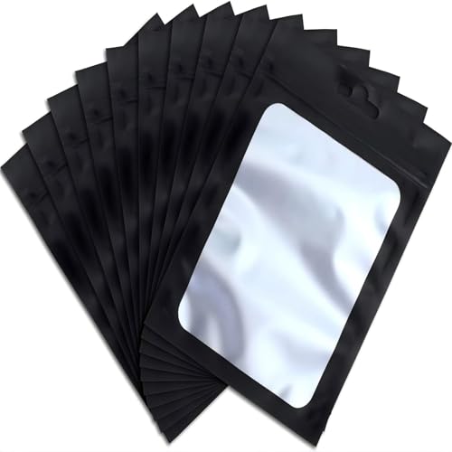 Boao 100 Pcs Resealable Foil Food Storage Bags,2.8 x 4 Inch,Black - color: Black, size: 2.8 x 4 Inch