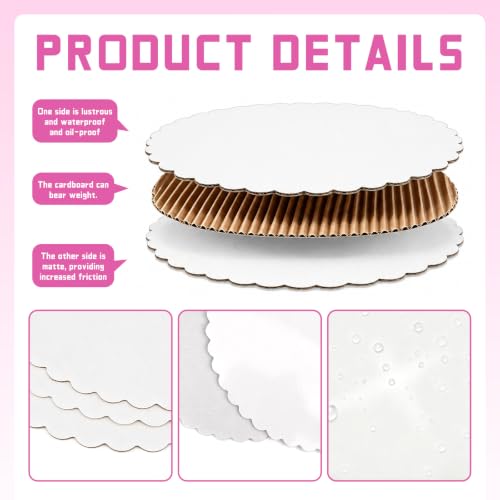 8 Pack Round Cake Boards,White Wave Cake Circles Base 6,8,10,12 Inch - color: White, size: 6/8/10/12Inch, style: Wavy Edge