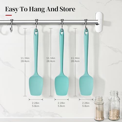 600ºF Heat Resistant Silicone Spoon Spatula Set of 3, Aqua Sky - color: (1) Aqua Sky, size: 3 Spoon Spatulas