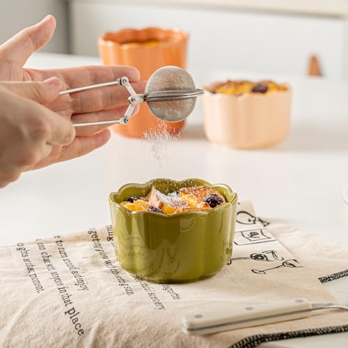 6-Piece 6 Oz Scallop Ceramic Ramekins Set, Moss Green - color: Moss Green