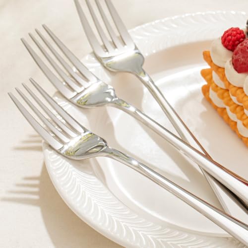 KINGSTONE Forks 8 Piece Dinner Forks Set, 18/10 Stainless Steel, 8.18 Inch - color: Silver, size: 8-Piece