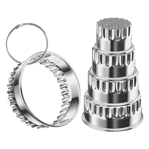 5Pcs Fluted Cookie Cutter Set, Scalloped Biscuit and Crinkle Cracker Cutter