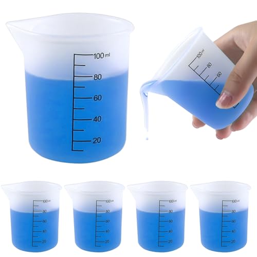 4 Pack Reusable Silicone Measuring Cups,100ml Laundry Detergent Dispenser,Liquid Measuring Cups for Laundry Room,Bathroom,Dormitory,DIY,Art & Craft