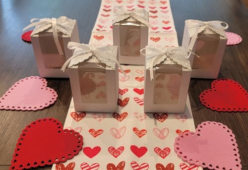 Silver Sparkling Favor Boxex-40 Ct Large 4"x4"x5" Clear Window. Includes 2 Ribbons (40 White 40 Black) Stemless Wine Glass Gift Box. Bottom Insert for Durability. Ideal for Weddings, Events, Christmas - color: Silver