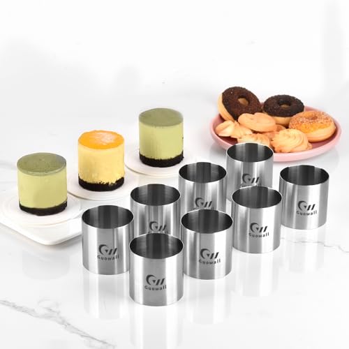 8 pcs Seamless Cake Ring Molds 2 inch Stainless Steel Food Cutter - size: 2 inch (8pcs)