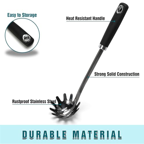 Black Stainless Steel Pasta Spoon, Spaghetti Server, Pasta Fork - color: Z-Black Spaghetti