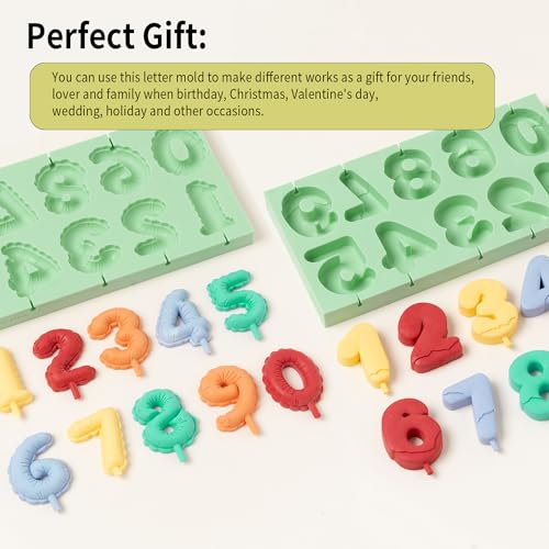 KALAIEN 0-9 Number Silicone Mold, 2 Pack 3D Chocolate Fondant Molds