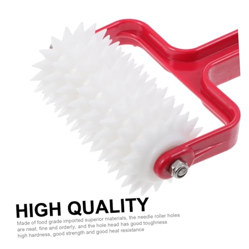 GALPADA Pizza Dough Red Plastic Stainless Steel Hand Roller Tool