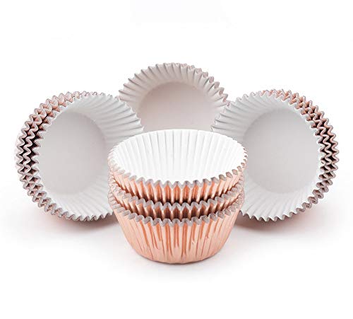 Gifbera Mini Rose Gold Foil Cupcake Liners Metallic Baking Cups, 300-Count - color: Rose Gold