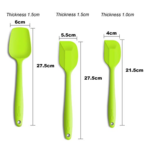 3-Piece Silicone Spatula Set, 600°F Heat Resistant, Green - color: E-Green
