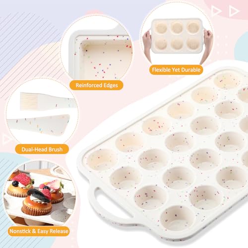 7 Pcs Silicone Baking Set, Nonstick Bakeware Mold with Spatula Oven Mitts