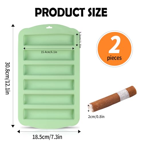QELEG Granola Bar Mold, 2 Pcs 6-Cavity Rectangle, Green