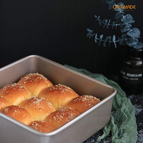 CHEFMADE Square Cake Pan, 8-Inch Deep Dish with Removable Loose Bottom Non-Stick Square Bakeware for Oven Baking (Champagne Gold) - size: 8" Square 2 Part