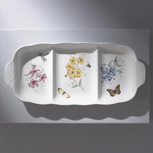 Lenox Butterfly Meadow 3 Part Divided Serving Tray, 2.30 LB - style: Divided Serving Tray