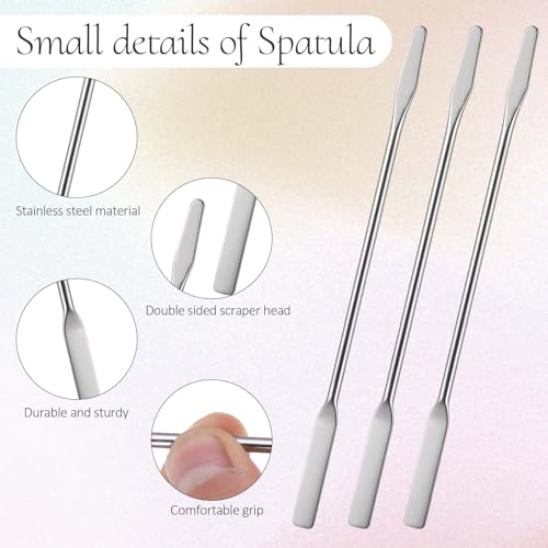 3 Pcs Small Metal Spatula, Lab Spatula, Double Ended Micro Spatula, Stainless Steel Mini Spatula, Square/Round End Spatula, Makeup Spatula Tool for Mixing Cosmetics - color: 3 Pcs
