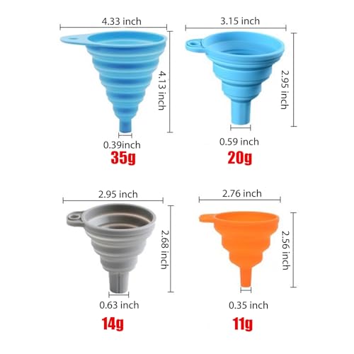 Silicone Funnel Set 35g 1 Piece Blue Collapsible Kitchen Funnel