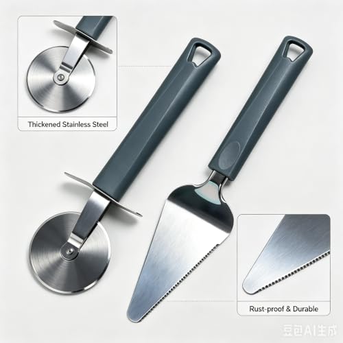 2PCS Pizza Cutter Wheel, Premium Stainless Steel Pizza Cutter, Sharp Blade Kitchen Appliances for Pizza, Pies, Dough & Pastry, Non-slip Handle, Dishwasher Safe
