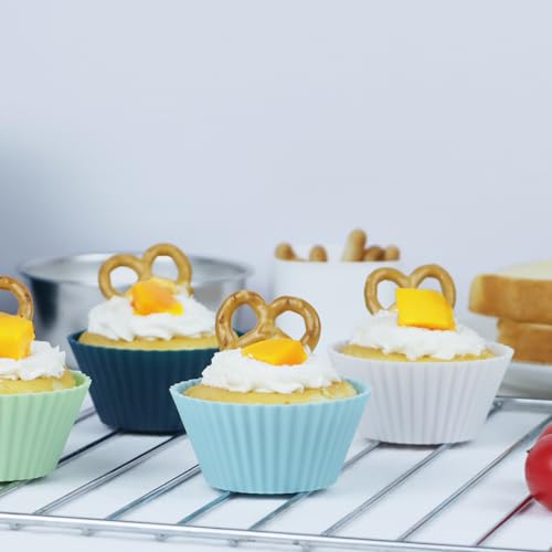 Silicone Baking Muffin Cups, 12Pack Reusable Cupcake Liners Cake Molds - color: Neutral Colors, size: Standard