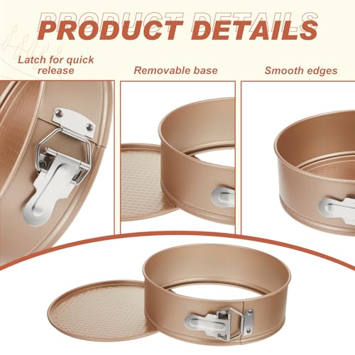 4 Pcs 8 Inch Nonstick Springform Cheesecake Pan with Removable Bottom - color: Champagne Gold, size: 8 Inch