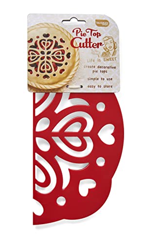 Talisman Designs Pie Top Cutter | Pie Crust Cutter | Pie Decorating Tools | Pie Pastry Baking Accessories | Stencil Crust Cutout | 10-Inch | Hearts Design | Red - style: Pie Top Cutter - Hearts