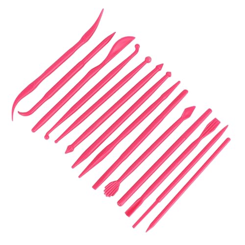 Clay Sculpting Tools, Premium 14 piece Polymer Modeling kit with Ergonomic Handles for Soft Clay Cake Fondant Pottery Artists Beginners Rose red - color: Rose Red