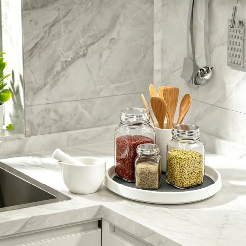 Lazy Susan Turntable Organizer 2 Pack - 10" Rotating Spice Rack Trays - size: 10 inch