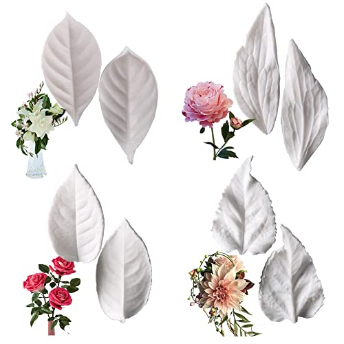 KALAIEN 8Pcs Sugar Paste Leaf Veiners Fontant Silicone Mold - color: 8Pcs Leaf Veiners