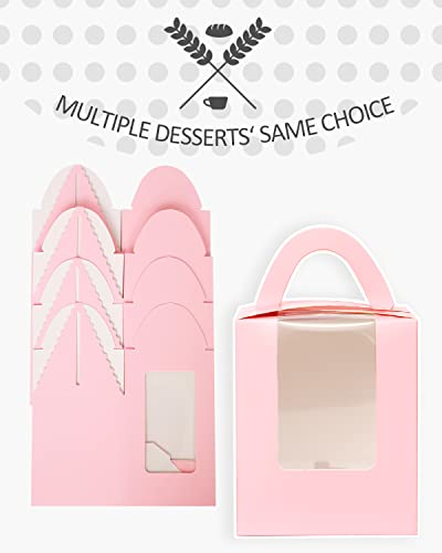 qiqee Auto Pop-up Pink Cupcake Boxes Individual 100 Packs Cupcake Holders Disposable Single Cupcake Boxes with Window 3.7"x3.7"x4.5" Cupcake Containers - color: Pink, size: 100Pcs, One Holder