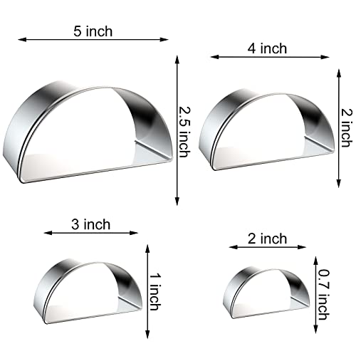 Half Circle Semicircle Cookie Cutter Set Large - 5 Inch, 4 Inch, 3 Inch, 2 Inch - Watermelon Frame Plaque Cookie Cutters Shapes Molds - Stainless Steel - color: Semicircle