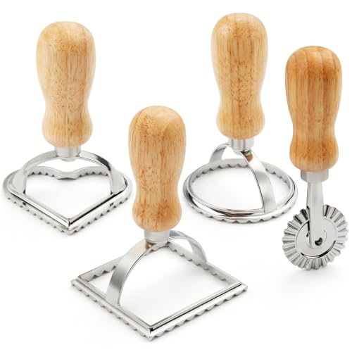 4Pack Ravioli Stamp and Ravioli Cutter, Pasta Cutter for Dumplings