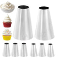 6 Pcs 1A&2A Piping Tip Set Large Large 1A Tip for Cake Decorating 2A Stainless Steel Piping Tips for Cake Cookies Pastry Fondant Cream Bag Filler