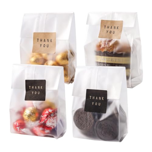 Halloween Treat Bags,100 Pack Cookie Bags with Stickers,9 x 3.4 in - color: Fog Color, size: 9 x 3.3 inches (Pack of 100)