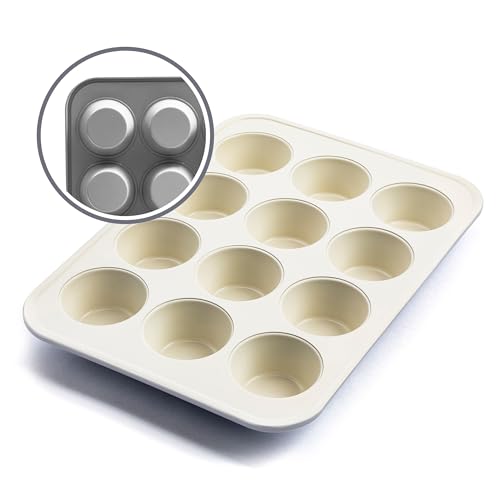 GreenLife 12 Cup Ceramic Nonstick Muffin Pan, Gray - color: Gray, size: 12 Cup Muffin Pan