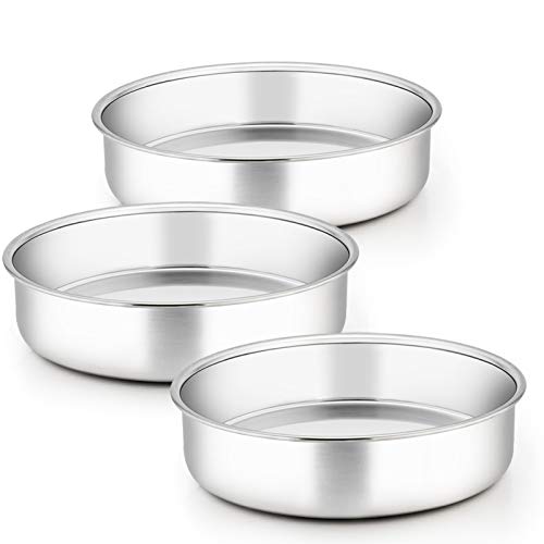 TeamFar 9½ Inch Cake Pan, 3 Pcs Stainless Steel Round Tier Cake Pans Set - size: 9.5 inch