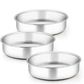 TeamFar 9½ Inch Cake Pan, 3 Pcs Stainless Steel Round Tier Cake Pans Set - size: 9.5 inch
