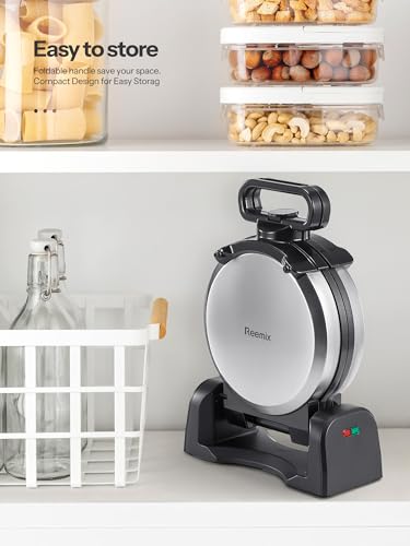 Reemix Waffle Maker, 180° Rotating Belgian Waffle Maker