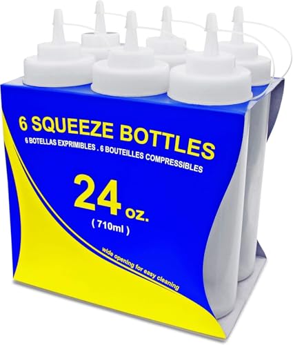New Star Foodservice Plastic Squeeze Bottles, 24oz, 6 pk, Clear - color: Clear