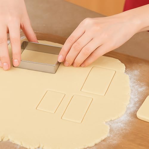 FUSOTO 6PCS Rectangle Cookie Cutter Set, Stainless Steel, 1.5-4 Inch - style: Rectangle