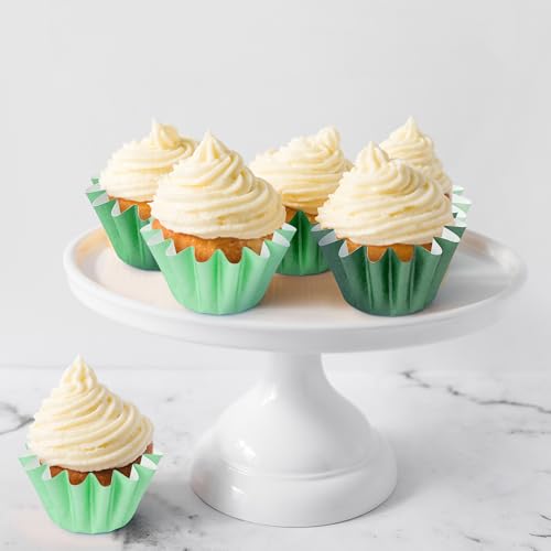 Green Mini Size Cupcake Liners, Bulk Grease Resistant Muffin Baking Cups - color: Green