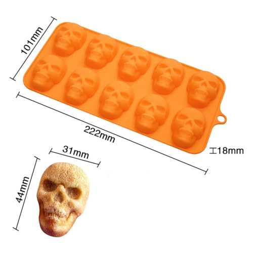Halloween Silicone Molds 8-Cavity Chocolate Molds with Skull Shapes Spooky Fall Silicone Candy Molds for Baking Cake Soap Wax Melts Jelly Pudding 2Pcs - color: Style6