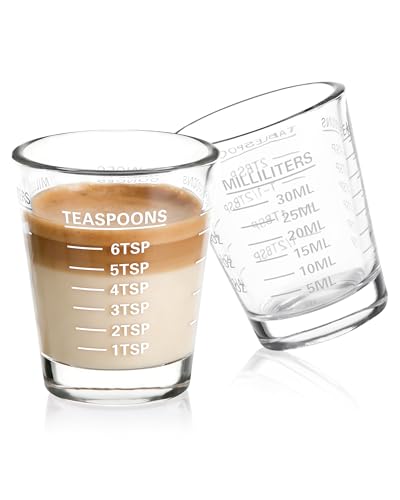 SAIAOKJ Shot Glass Measuring Cup Set, 2 Pack Espresso Shot Glasses (White) - color: 2 Pack-White