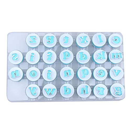 26PCS/Set Cookie Stamp Impress Cookie Cutters Alphabet Letter and Number Cake Biscuit Mold Letter Shape DIY Cookie Biscuit Alphabet Cake Tool Embosser Cutter (Lower Case Shape) - size: Style 3