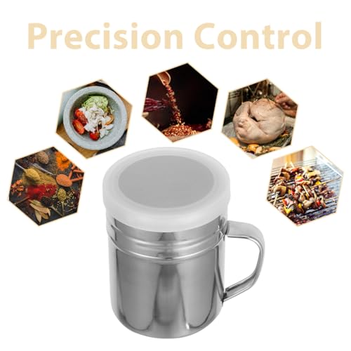 Cabilock Stainless Steel Powder Shaker with Handle Fine Mesh Lid 1pc