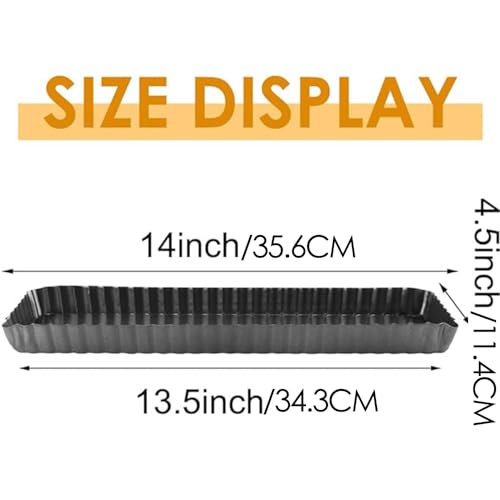 Rectangular Tart Pan 14 Inch Nonstick Quiche Pie Pan with Removable Bottom Tart Pan for Pies, Quiche Bakeware, Cheese Cakes, Desserts - size: 14" (Removable Bottom)