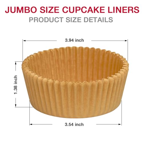 Extra Jumbo Cupcake Liners 200 Pcs, 3.54 Inch Parchment Muffin Liners for Baking, Muffin Papers Baking Cups (Brown) - color: Brown